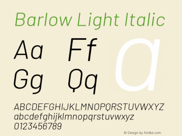 Barlow Light Italic Version 1.101 Font Sample