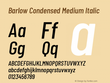 Barlow Condensed Medium Italic Version 1.101图片样张