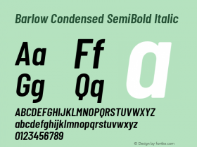 Barlow Condensed SemiBold Italic Version 1.101图片样张