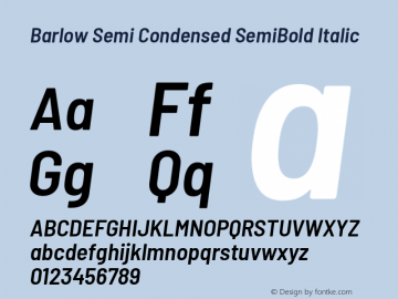 Barlow Semi Condensed SemiBold Italic Version 1.101图片样张