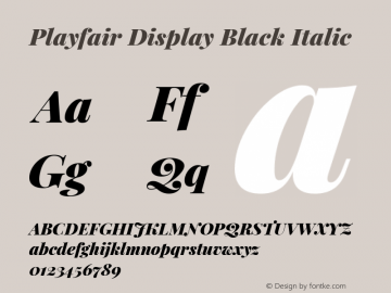 Playfair Display Black Italic Version 1.200; ttfautohint (v1.6) Font Sample