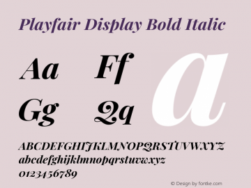 Playfair Display Bold Italic Version 1.200; ttfautohint (v1.6) Font Sample
