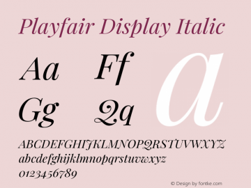 Playfair Display Italic Version 1.200;PS 001.200;hotconv 1.0.88;makeotf.lib2.5.64775 Font Sample