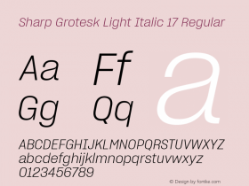 Sharp Grotesk Light Italic 17 Regular Version 1.001;PS 0.000;hotconv 16.6.51;makeotf.lib2.5.65220图片样张