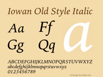 IowanOldStyle-Italic 13.0d1e4 Font Sample