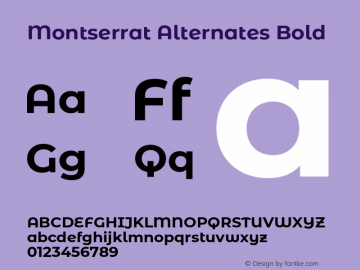 Montserrat Alternates Bold Version 7.200;PS 007.200;hotconv 1.0.88;makeotf.lib2.5.64775图片样张