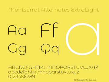 Montserrat Alternates ExtraLight Version 7.200;PS 007.200;hotconv 1.0.88;makeotf.lib2.5.64775图片样张
