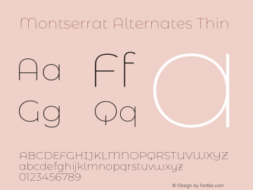 Montserrat Alternates Thin Version 7.200;PS 007.200;hotconv 1.0.88;makeotf.lib2.5.64775图片样张