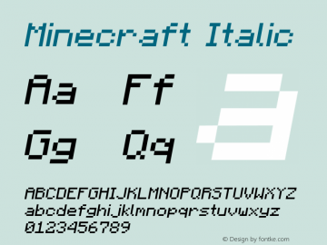 Minecraft Italic Version 1.000;PS 001.000;hotconv 1.0.88;makeotf.lib2.5.64775图片样张