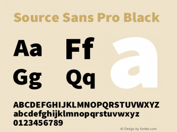 Source Sans Pro Black Version 2.020;PS 2.0;hotconv 1.0.86;makeotf.lib2.5.63406图片样张