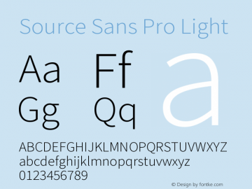 Source Sans Pro Light Version 2.020;PS 2.0;hotconv 1.0.86;makeotf.lib2.5.63406 Font Sample