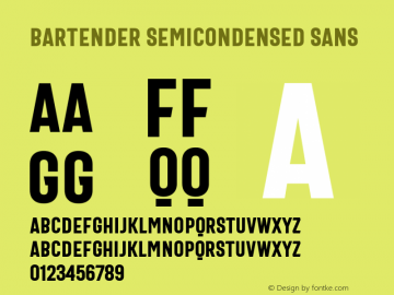 Bartender SemiCondensed Sans Version 1.000 Font Sample