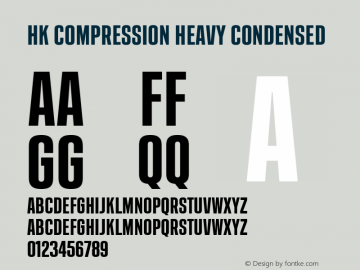 HK Compression Heavy Condensed Version 1.038 Font Sample