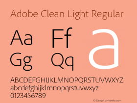 Adobe Clean Light Version 5.215;PS 2.000;hotconv 1.0.73;makeotf.lib2.5.5900 Font Sample