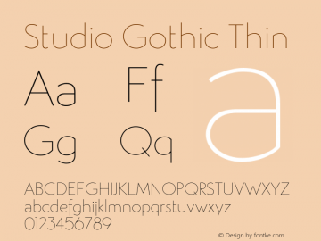 StudioGothic-Thin Version 1.000 Font Sample