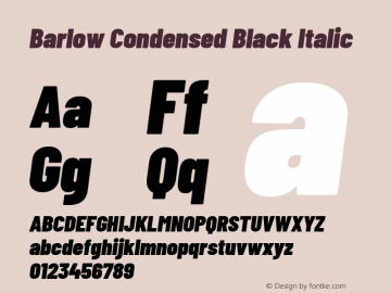 Barlow Condensed Black Italic Version 1.103 Font Sample