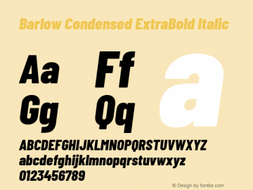 Barlow Condensed ExtraBold Italic Version 1.103 Font Sample