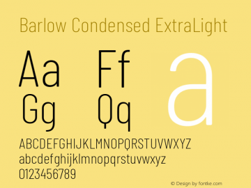 Barlow Condensed ExtraLight Version 1.103 Font Sample