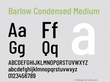 Barlow Condensed Medium Version 1.103;PS 001.103;hotconv 1.0.88;makeotf.lib2.5.64775 Font Sample