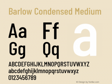 Barlow Condensed Medium Version 1.103 Font Sample