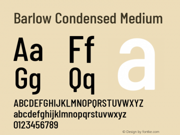 Barlow Condensed Medium Version 1.103 Font Sample
