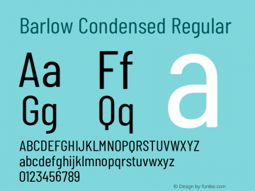 Barlow Condensed Regular Version 1.103;PS 001.103;hotconv 1.0.88;makeotf.lib2.5.64775 Font Sample