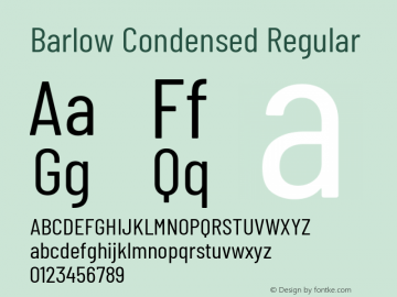 Barlow Condensed Regular Version 1.103 Font Sample