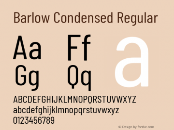 Barlow Condensed Regular Version 1.103 Font Sample