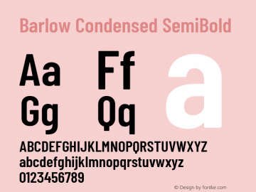 Barlow Condensed SemiBold Version 1.103 Font Sample