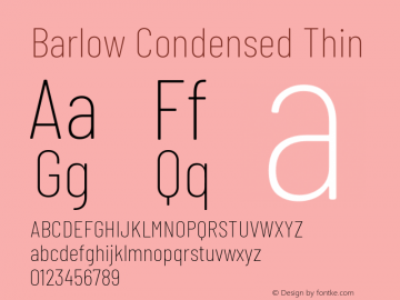 Barlow Condensed Thin Version 1.103 Font Sample