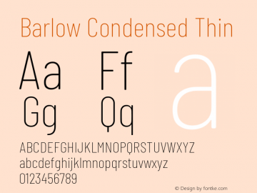 Barlow Condensed Thin Version 1.103 Font Sample