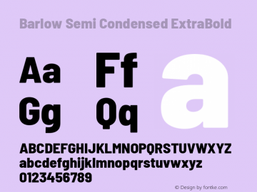 Barlow Semi Condensed ExtraBold Version 1.103 Font Sample