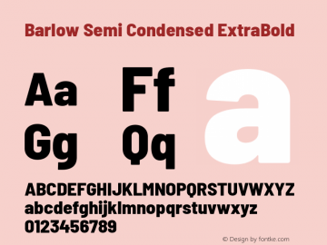 Barlow Semi Condensed ExtraBold Version 1.103 Font Sample