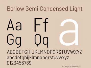 Barlow Semi Condensed Light Version 1.103 Font Sample