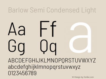 Barlow Semi Condensed Light Version 1.103 Font Sample