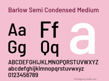 Barlow Semi Condensed Medium Version 1.103 Font Sample