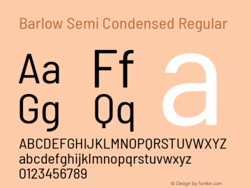 Barlow Semi Condensed Regular Version 1.103 Font Sample