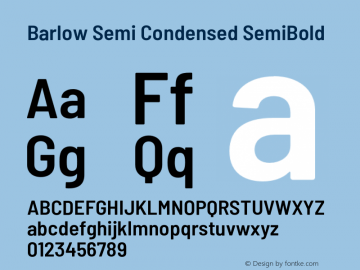 Barlow Semi Condensed SemiBold Version 1.103;PS 001.103;hotconv 1.0.88;makeotf.lib2.5.64775 Font Sample