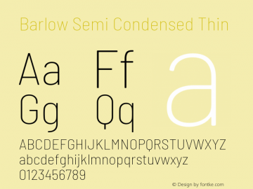 Barlow Semi Condensed Thin Version 1.103 Font Sample