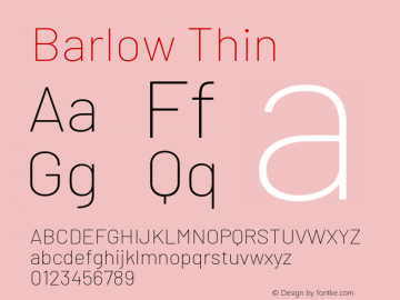 Barlow Thin Version 1.103 Font Sample