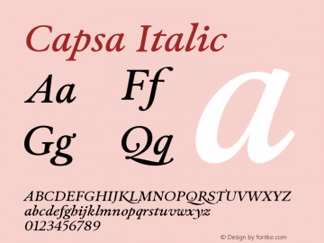 Capsa Italic Version 1.001;PS 001.001;hotconv 1.0.70;makeotf.lib2.5.58329图片样张