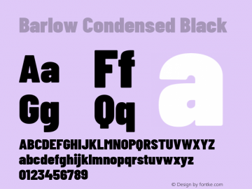 Barlow Condensed Black Version 1.104 Font Sample