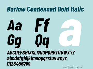 Barlow Condensed Bold Italic Version 1.104 Font Sample