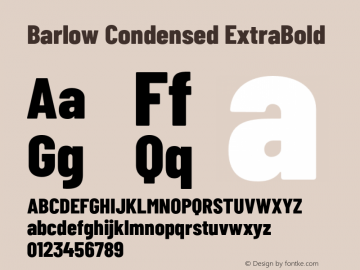 Barlow Condensed ExtraBold Version 1.104;PS 001.104;hotconv 1.0.88;makeotf.lib2.5.64775 Font Sample