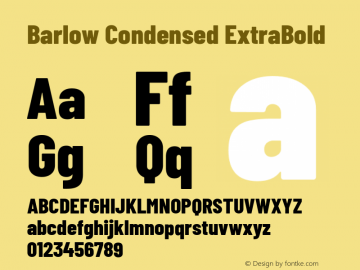 Barlow Condensed ExtraBold Version 1.104 Font Sample