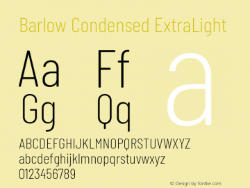 Barlow Condensed ExtraLight Version 1.104 Font Sample