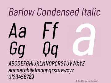 Barlow Condensed Italic Version 1.104 Font Sample