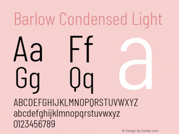 Barlow Condensed Light Version 1.104 Font Sample