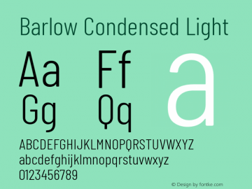 Barlow Condensed Light Version 1.104 Font Sample