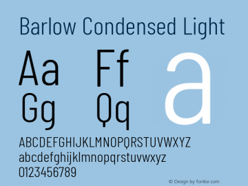 Barlow Condensed Light Version 1.104 Font Sample